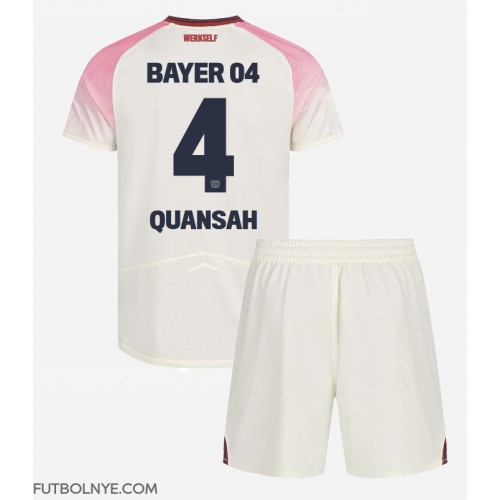 Camiseta Bayer Leverkusen Jarell Quansah #4 Visitante Equipación para niños 2025-26 manga corta (+ pantalones cortos)